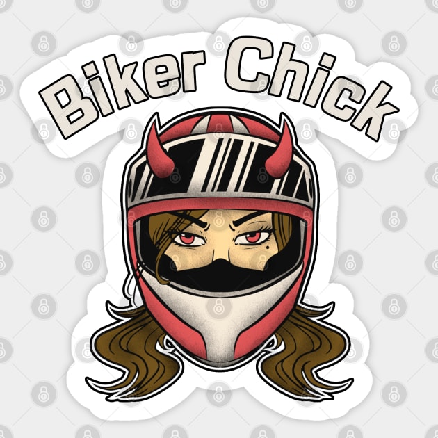 Biker Chick Woman with Helmet Sticker by JettDes